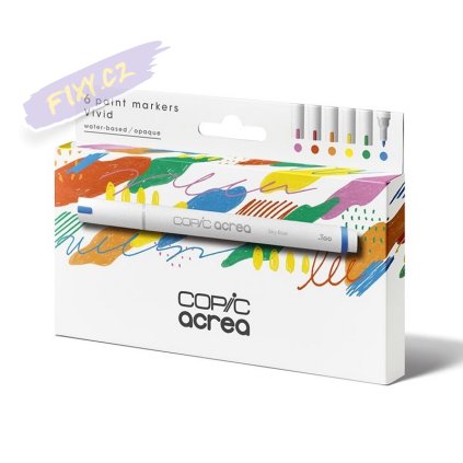 Akrylové fixy COPIC Acrea, 6ks jasné tóny