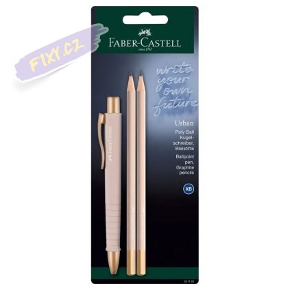 FABER-CASTELL kuličkové pero Poly Ball Urban, světle růžové + 2 grafitové tužky