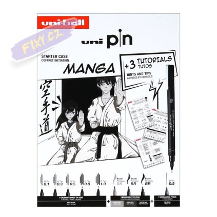 UNI PIN fine liner, sada 9ks Manga v dárkovém boxu