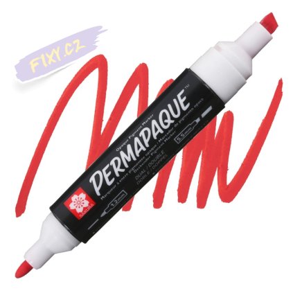 Permanentní popisovač SAKURA Permapaque oboustranný, červený