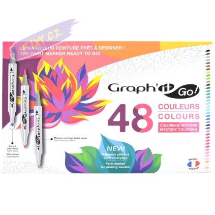 Akrylové fixy GRAPH'IT oboustranné Brush & Fine, 48ks Mystery Coloring