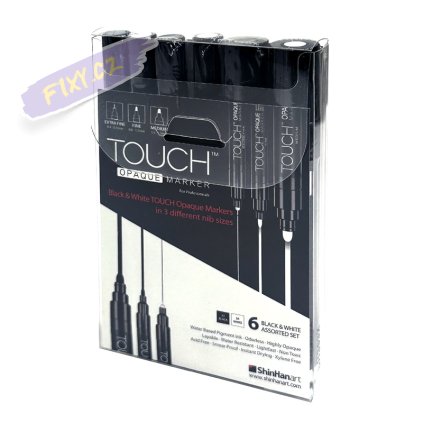 TOUCH Opaque Marker Black & White 6 Assorted Set