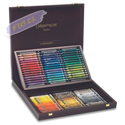 Akvarelové voskové pastely Neocolor II CARAN D'ACHE, 84ks v dřevěné kazetě