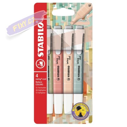Zvýrazňovač STABILO swing cool Nature, 4ks