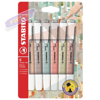 Zvýrazňovač STABILO swing cool Nature, 6ks