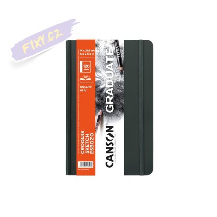 Skicář CANSON Graduate Croquis Sketch A5 černý, 60 listů 120g