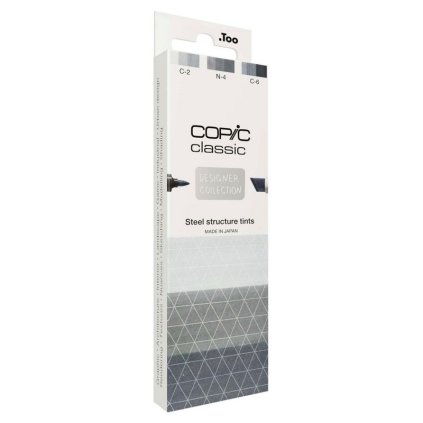 Lihové fixy COPIC Classic oboustranné Fine & Chisel 3 ks, Steel Structure Tints