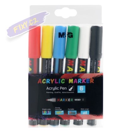 Akrylové fixy M&G Mocalo 2mm, 6ks základní