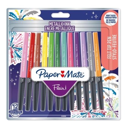 Fixy PAPER MATE Flair Medium, 12 ks Metallic