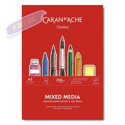 f bloc a dessin multi techniques format a3 20 feuilles caran d ache detail0 0