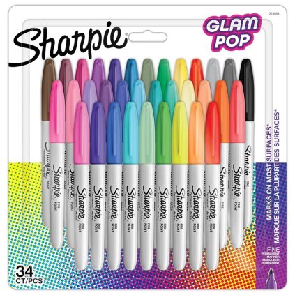 Popisovače SHARPIE Fine Point, 34 ks Glam Pop