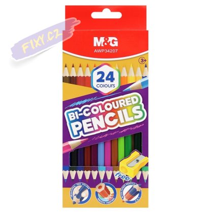 pastelky oboustranne sestihranne m g sada 24 barev 12 ks