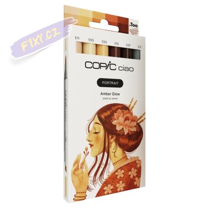 Lihové fixy COPIC Ciao oboustranné Brush & Chisel 5+1ks, Portrait Amber Glow