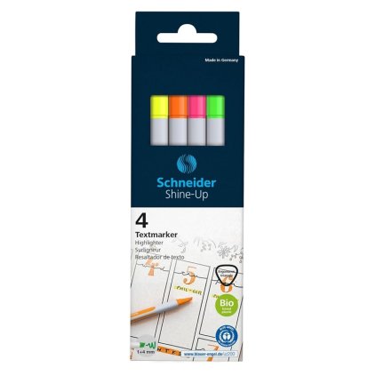 Zvýrazňovače SCHNEIDER Shine-Up, 4 ks