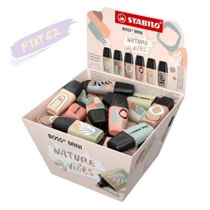 Zvýrazňovač STABILO BOSS MINI, nature 50ks ve stojánku