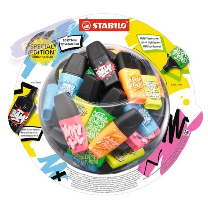 Zvýrazňovač STABILO BOSS MINI, Snooze One 50ks ve stojánku