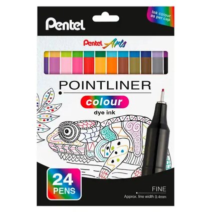 Linery PENTEL akvarelové 0,4 mm, 24 ks
