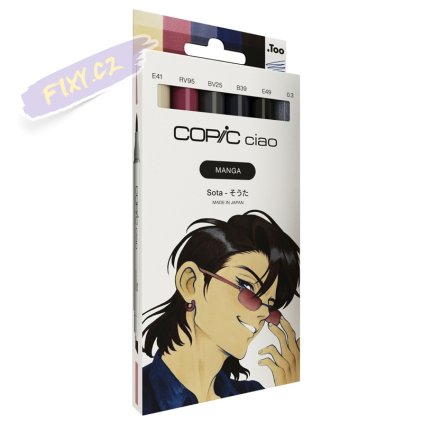 Lihové fixy COPIC Ciao oboustranné Brush & Chisel 5+1ks, Manga Sota