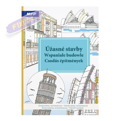 Omalovánky antistresové Úžasné stavby, A4 32 listů