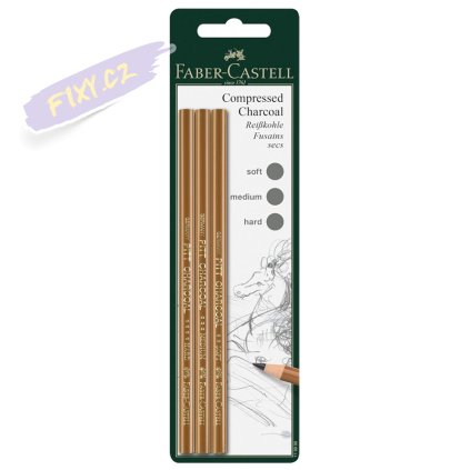 FABER-CASTELL uhlové tužky Pitt MONOCHROME lisované, 3ks