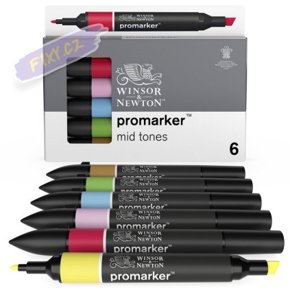884955070376 W&N PROMARKER MID TONES 6PC 884955070376 [OPEN DHI] (For Presentations)