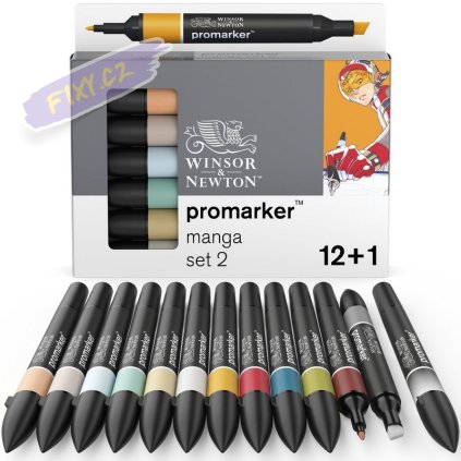 884955070659 W&N PROMARKER MANGA SET 2 12+1PC 884955070659 [OPEN DHI] (For Presentations)