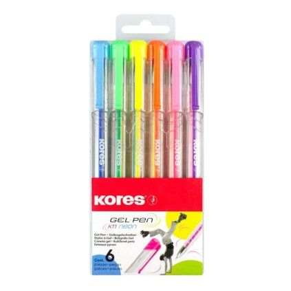 Gelová pera KORES Neon, 6 ks