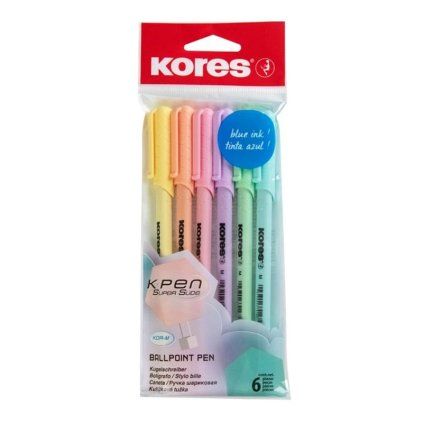 Kuličková pera KORES Pastel, 6 ks