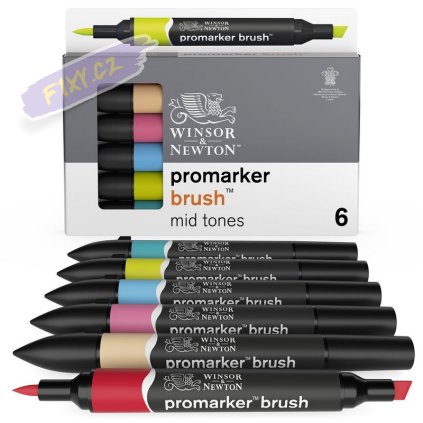 884955070499 W&N PROMARKER BRUSH MID TONES 6PC 884955070499 [OPEN DHI] (For Presentations)