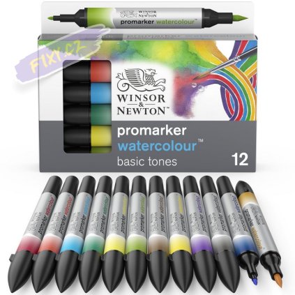 884955073926 W&N PROMARKER WATERCOLOUR BASIC TONES 12PC 884955073926 [OPEN DHI] (For Presentations)