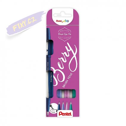 933 1 pentel touch brush sign pen 4ks berry