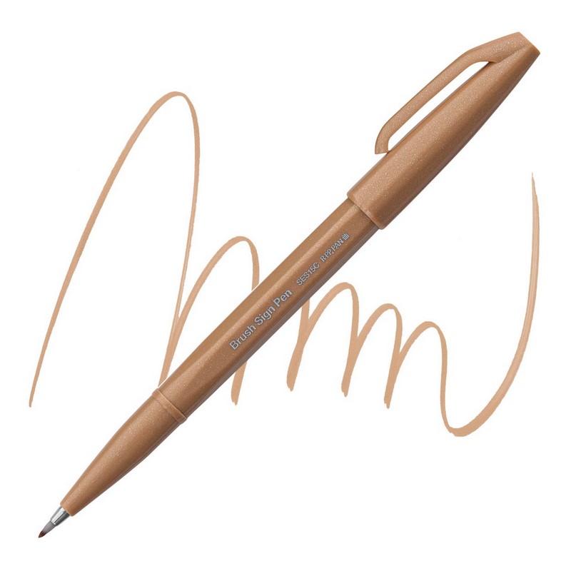 PENTEL Touch Brush Sign Pen, světle hnědý