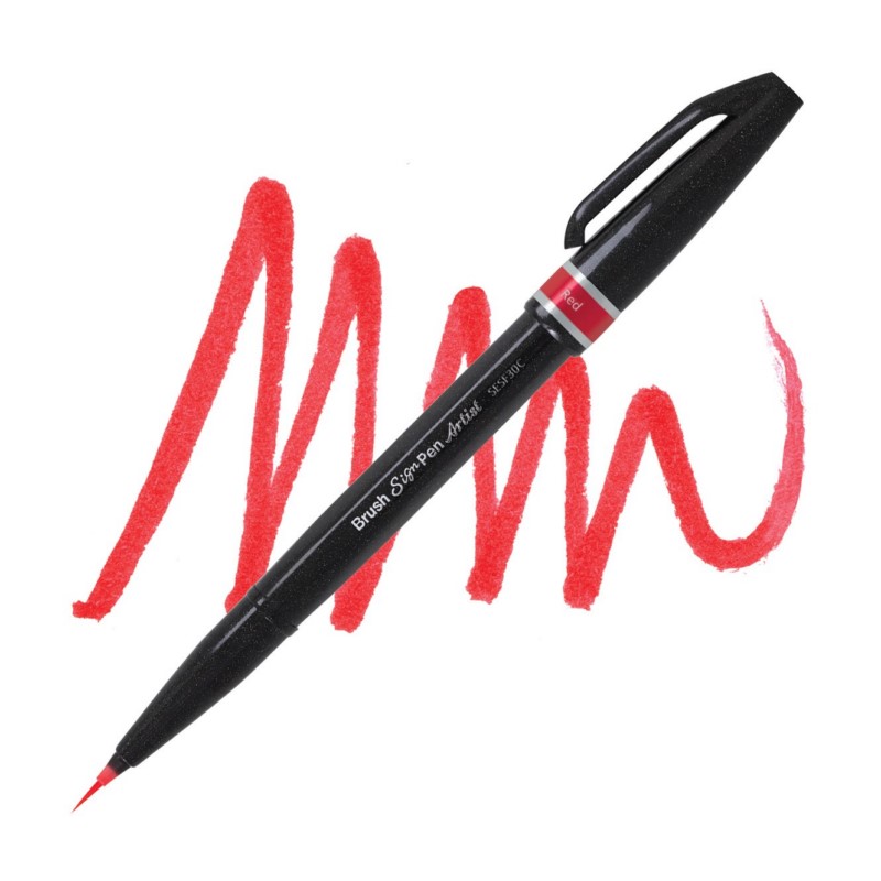 PENTEL Touch Brush Sign Pen "ARTIST", červený