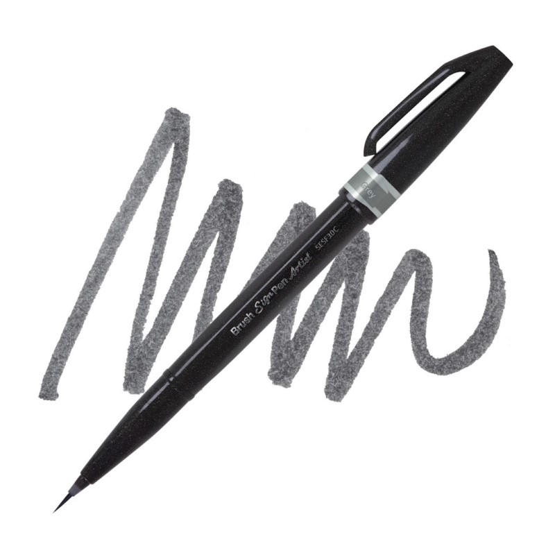 PENTEL Touch Brush Sign Pen "ARTIST", šedý