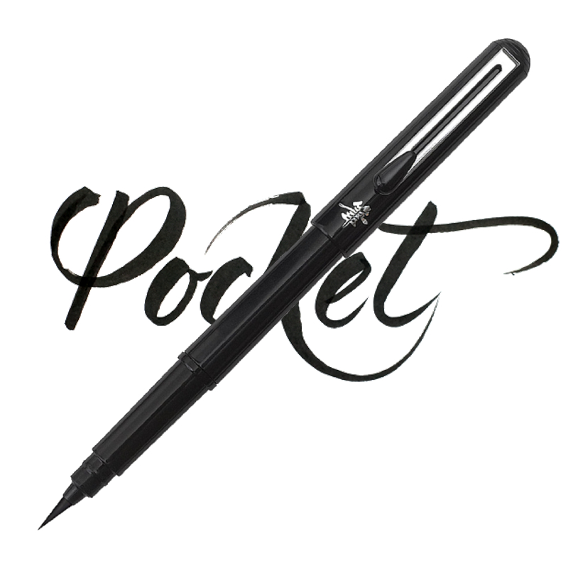 PENTEL Pocket Brush Pen, černý + 4x černý inkoust