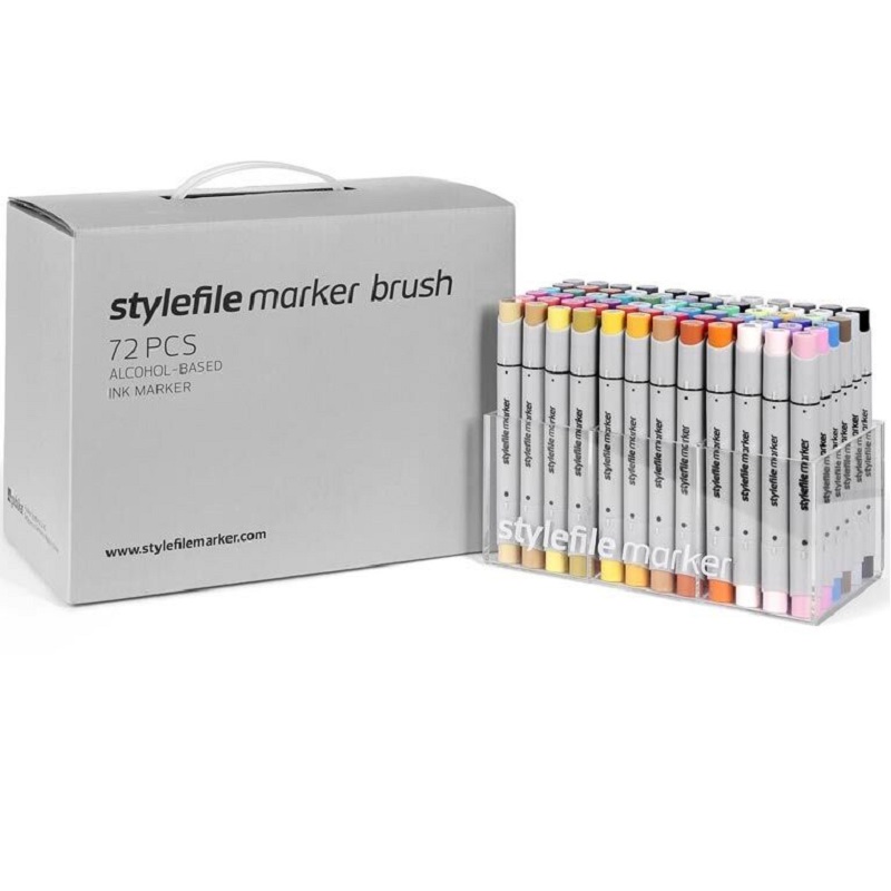 Lihové fixy STYLEFILE Brush oboustranné Brush & Chisel, 72ks základní