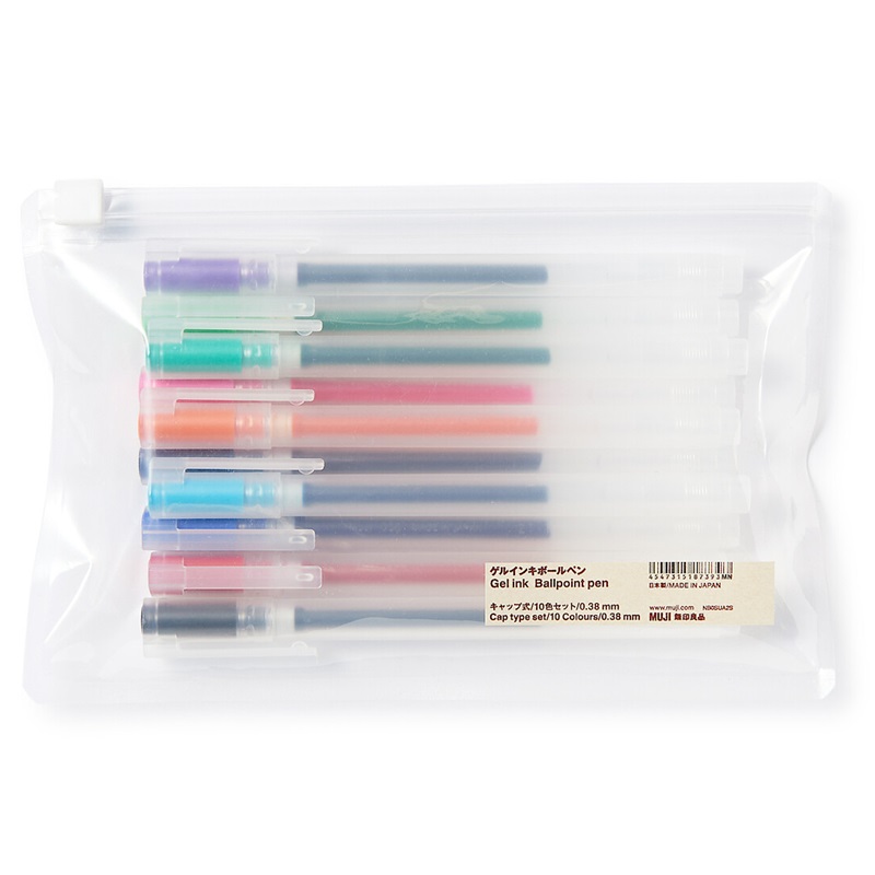Gelové pero MUJI 0,38mm, 10ks barevná sada