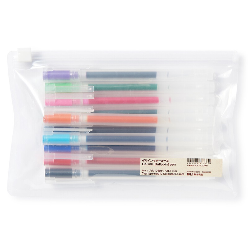 Gelové pero MUJI 0,5mm, 10ks barevná sada