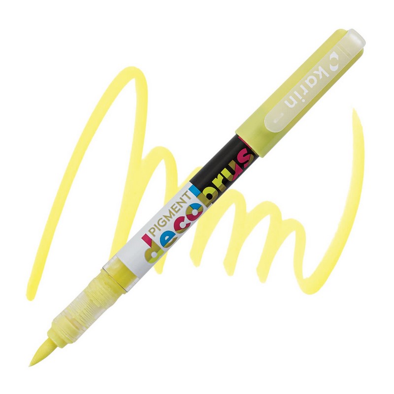 Akrylová fixa KARIN DecoBrush Pigment, Pastel yellow 100