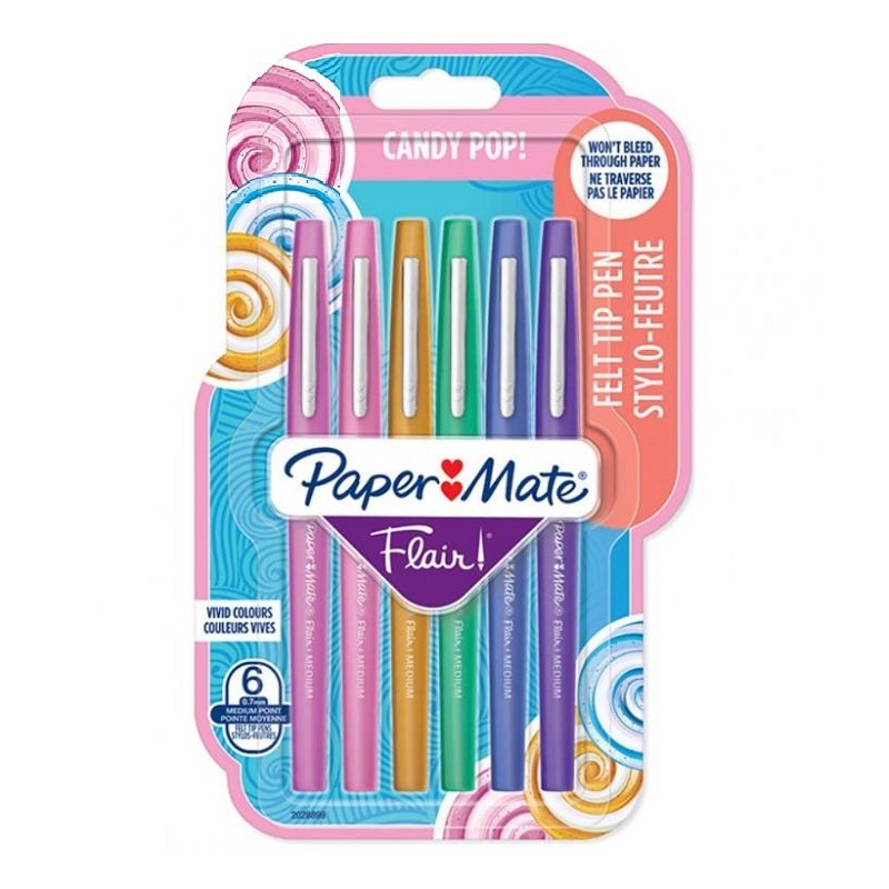 PAPER MATE Flair Medium, 6ks Candy Pop