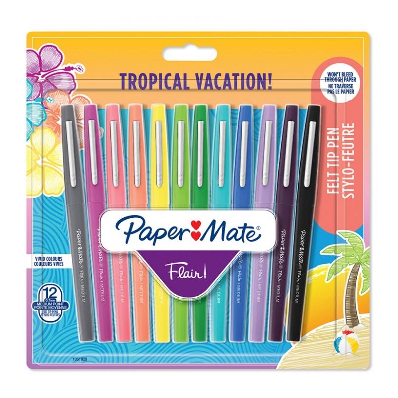 PAPER MATE Flair Medium, 12ks Tropical Vacation