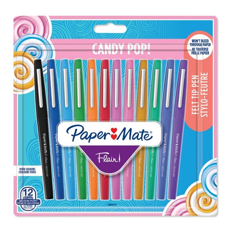 PAPER MATE Flair Medium, 12ks Candy Pop