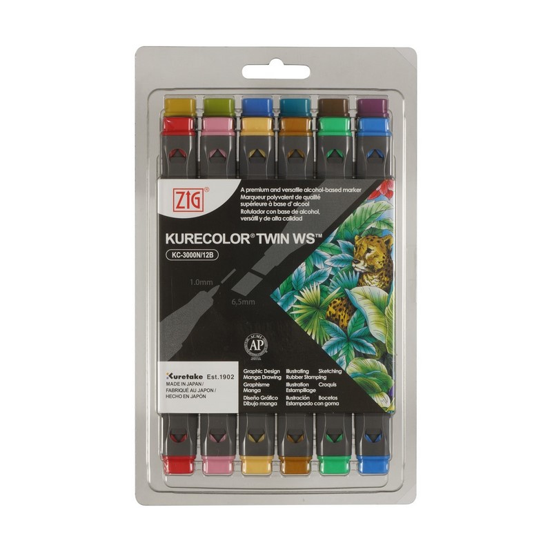 KURETAKE ZIG Kurecolor Twin, 12ks Dull Colors