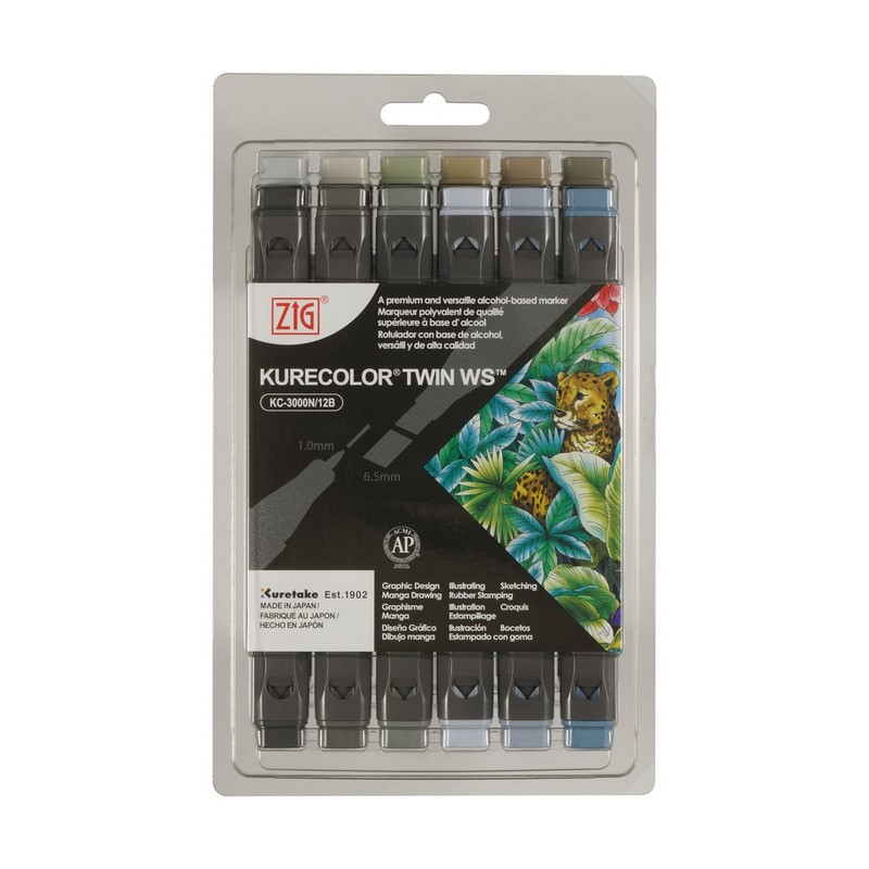 KURETAKE ZIG Kurecolor Twin, 12ks Gray Colors