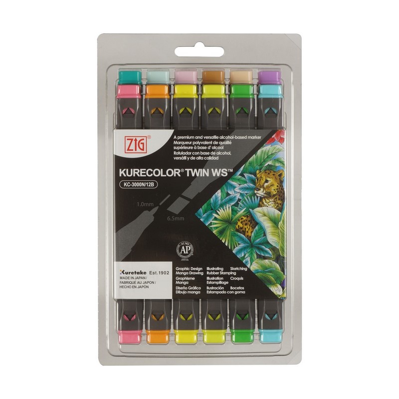 KURETAKE ZIG Kurecolor Twin, 12ks Pale Colors