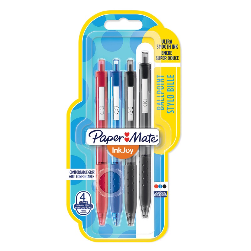PAPER MATE gelové pero InkJoy klikací, 4ks základní