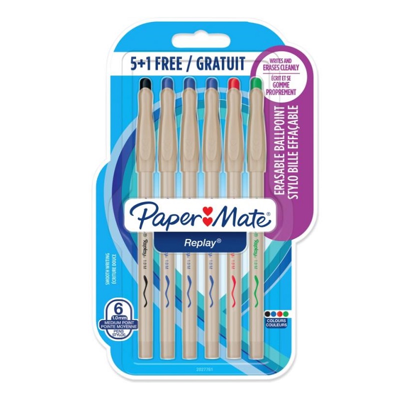 PAPER MATE gelové pero Replay gumovací, 6ks