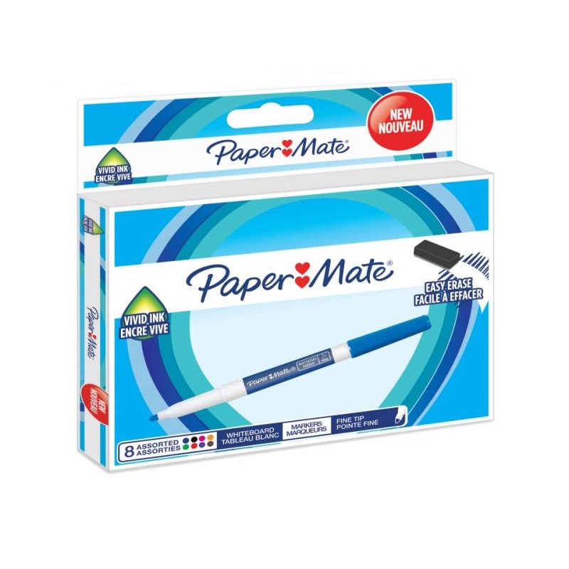 PAPER MATE na tabule Whiteboard tenký, 8ks barevné