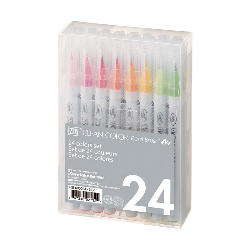 KURETAKE ZIG Clean Color Real Brush, 24ks Basic
