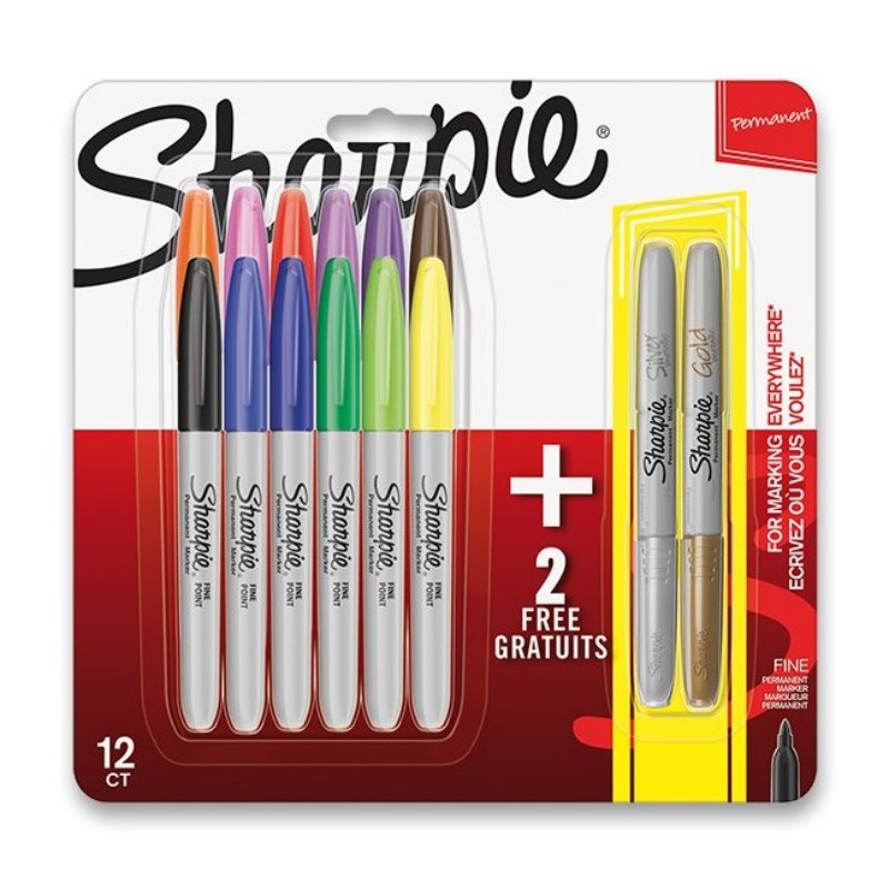 SHARPIE Fine Point, sada 12ks + 2ks ZDARMA